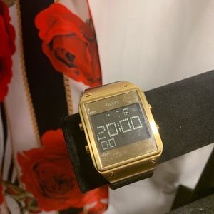 Gold Digital Watch with Black Silicone Strap⚜️